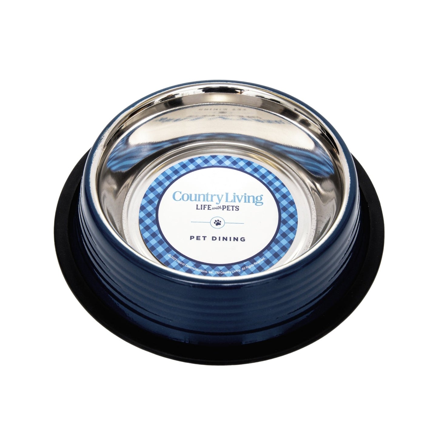 Country Living pet feeding bowls with non-slip design and stainless steel interior for pets