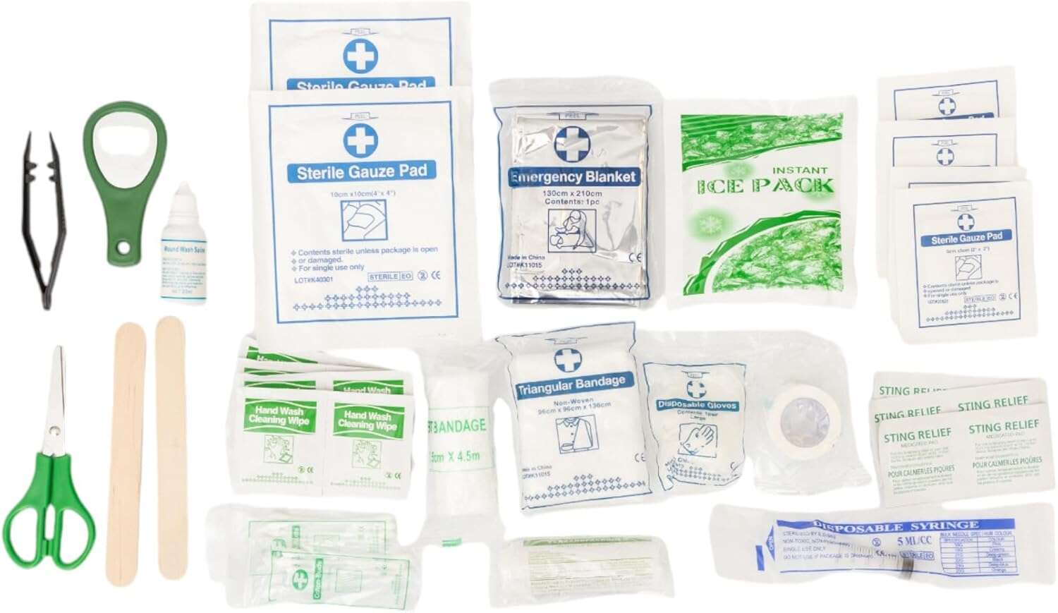 Portable pet first aid supplies kit with bandages, gauze, scissors, and emergency items for pets