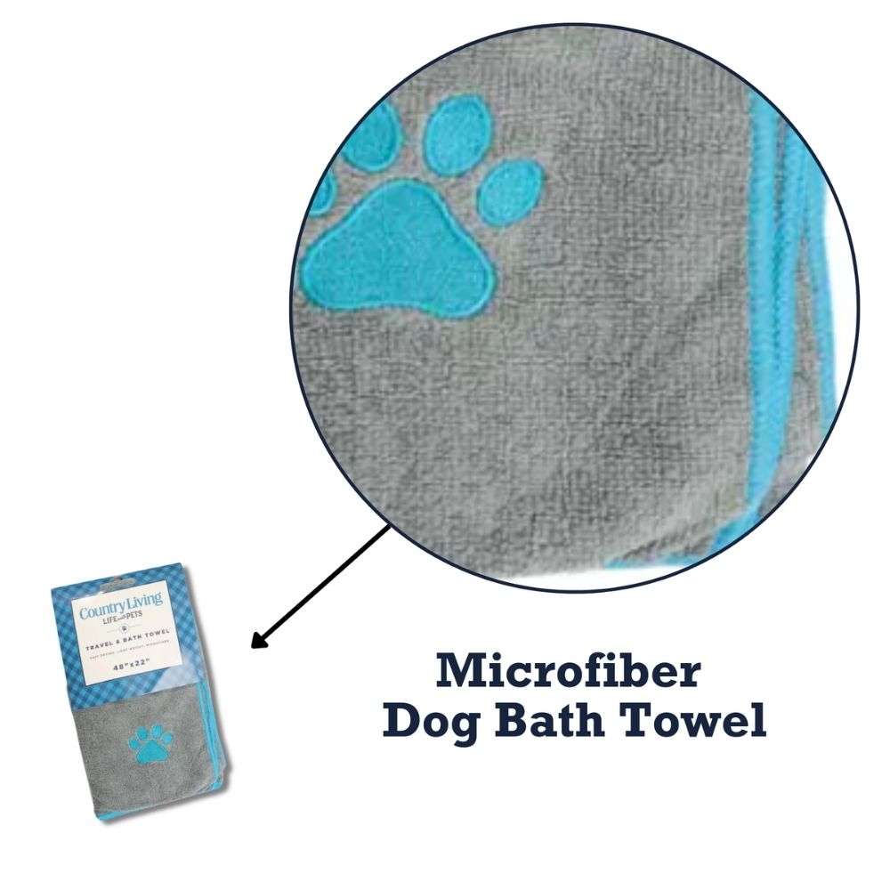 Dog Supply Country Living Large Gray Microfiber Bath Towel - gallery product image for dog supply