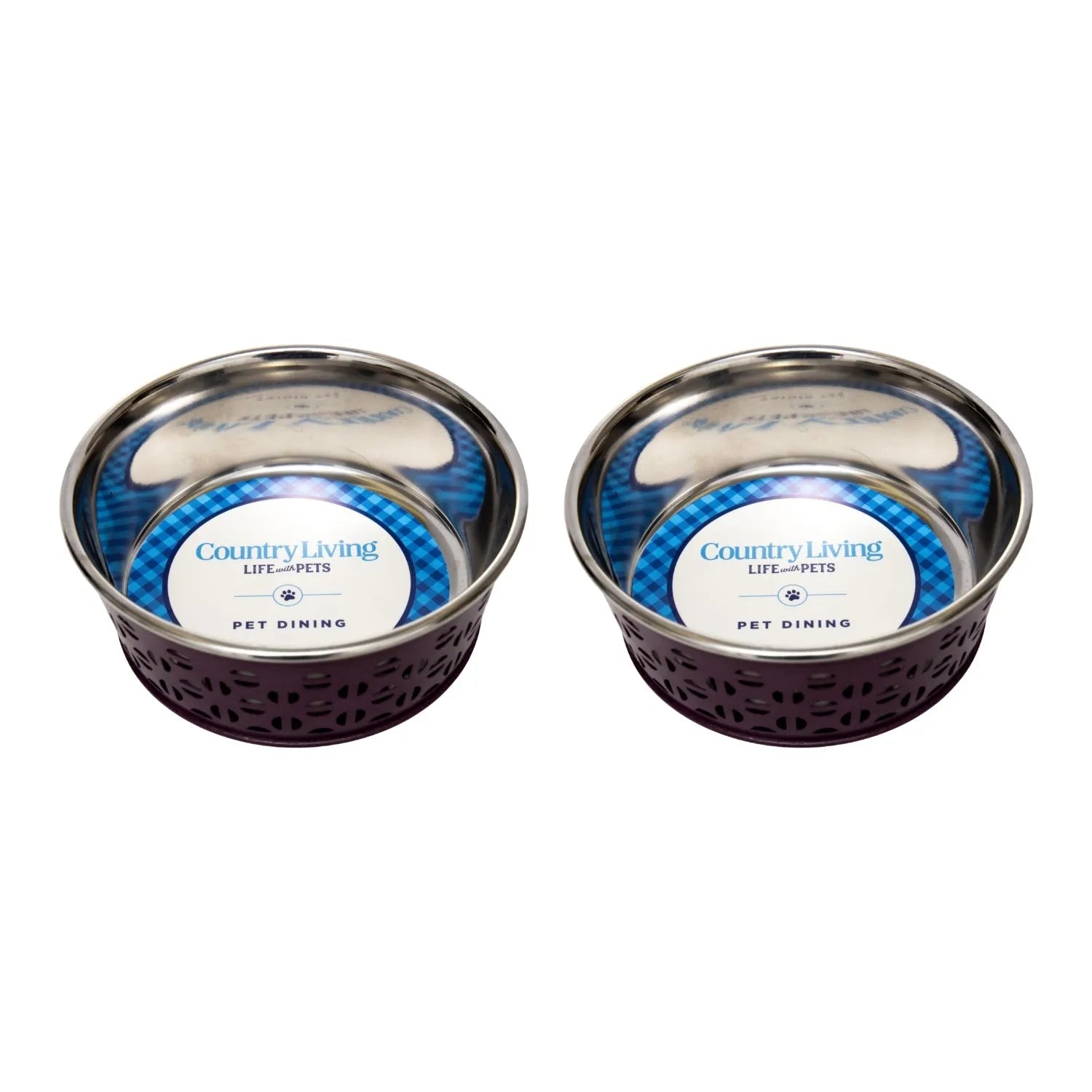 American Pet Supplies - Country Living Set of 2 Stainless Steel Dog Bowls – Farmhouse Style, Ideal for Small to Medium Dog...