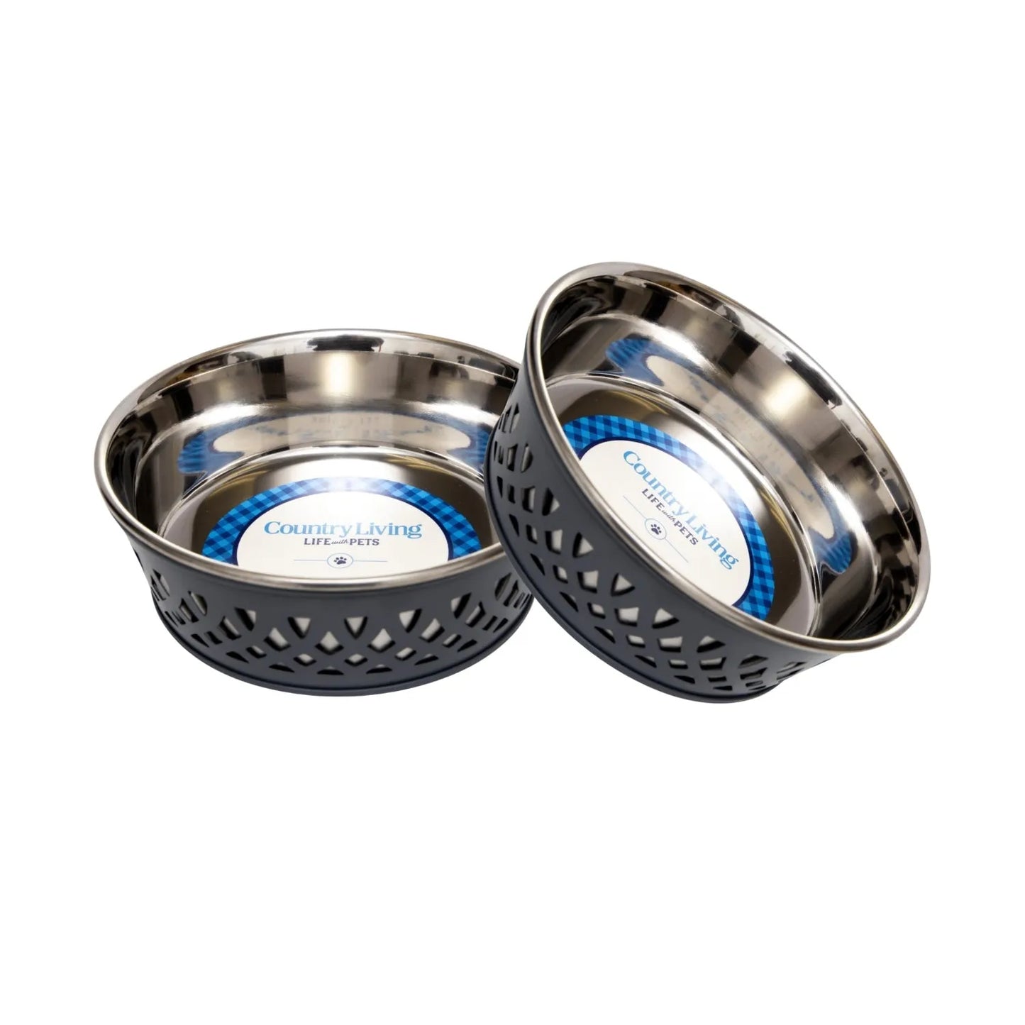 Country Living Set of 2 Stainless Steel Dog Bowls by American Pet Supplies in Apricot Brandy, 16 oz, perfect for small to ...