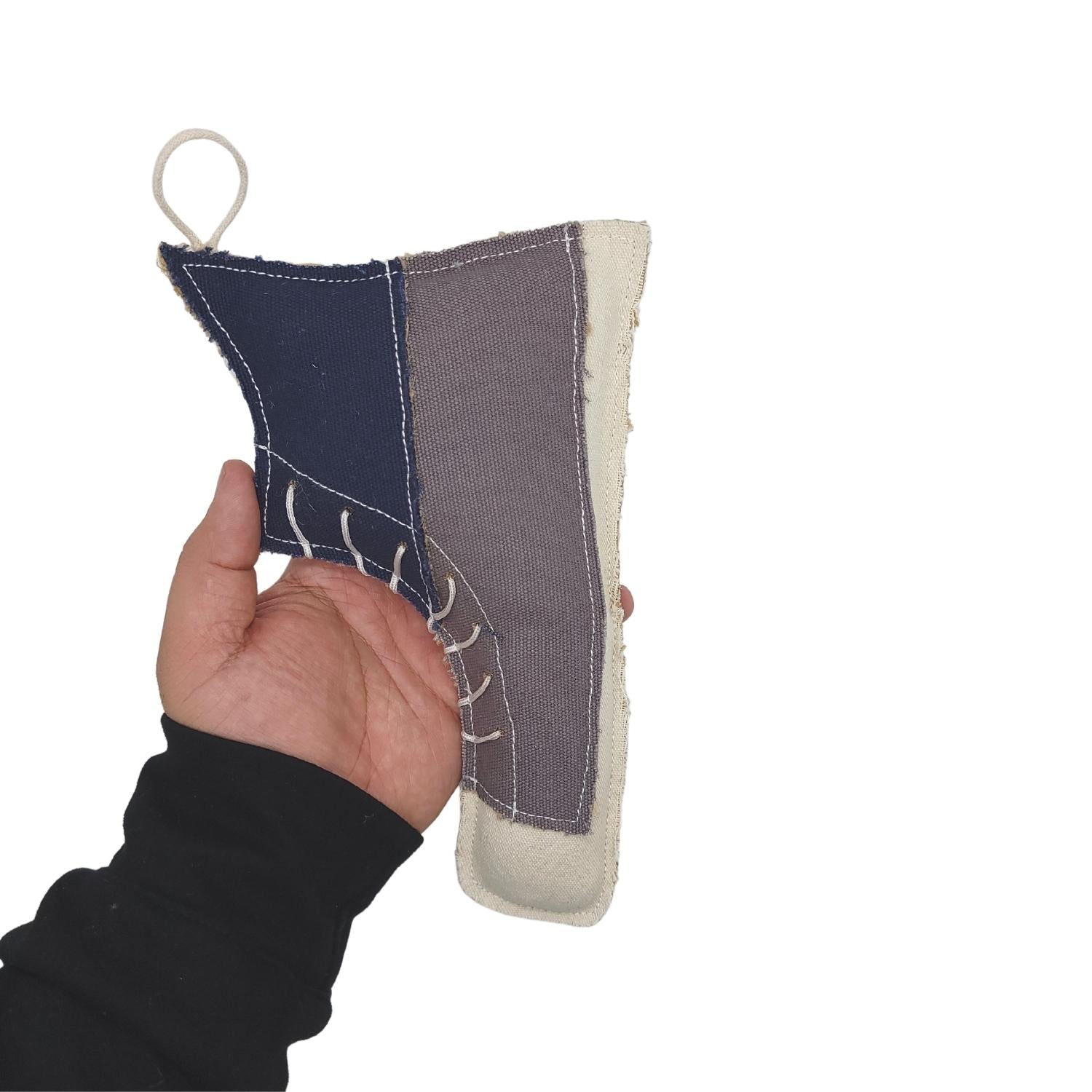Dog Treats Country Living Canvas Jute Shoe-Shaped Chew Toy - size and texture image for dog treats