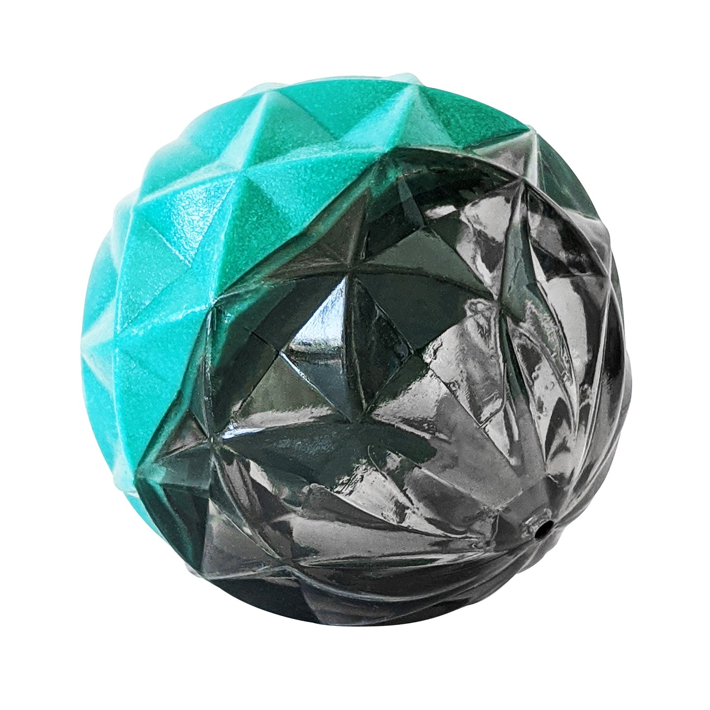 Durable small dog chew ball for puppies in teal and black for playtime and dental health