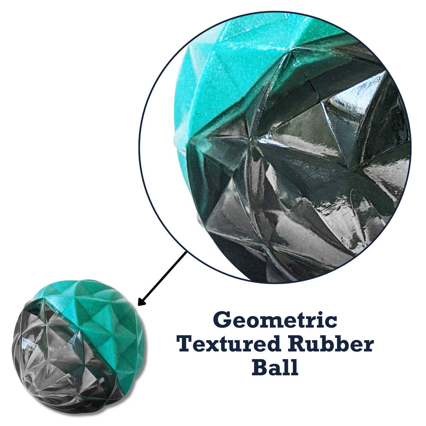 Geometric textured rubber small dog chew ball for puppies, perfect for playtime and chewing