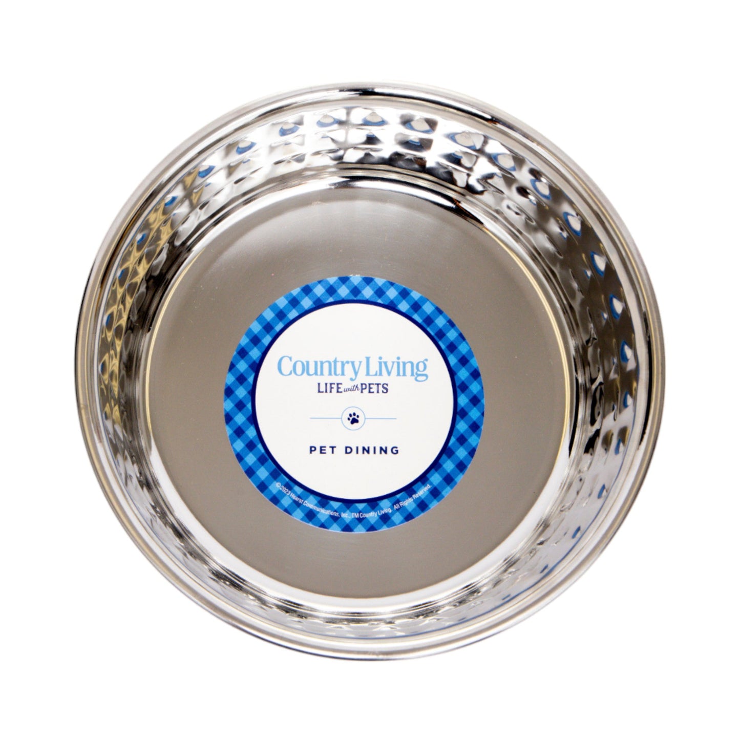 Country Living Set of 2 Hammered Stainless Steel Dog Bowls –