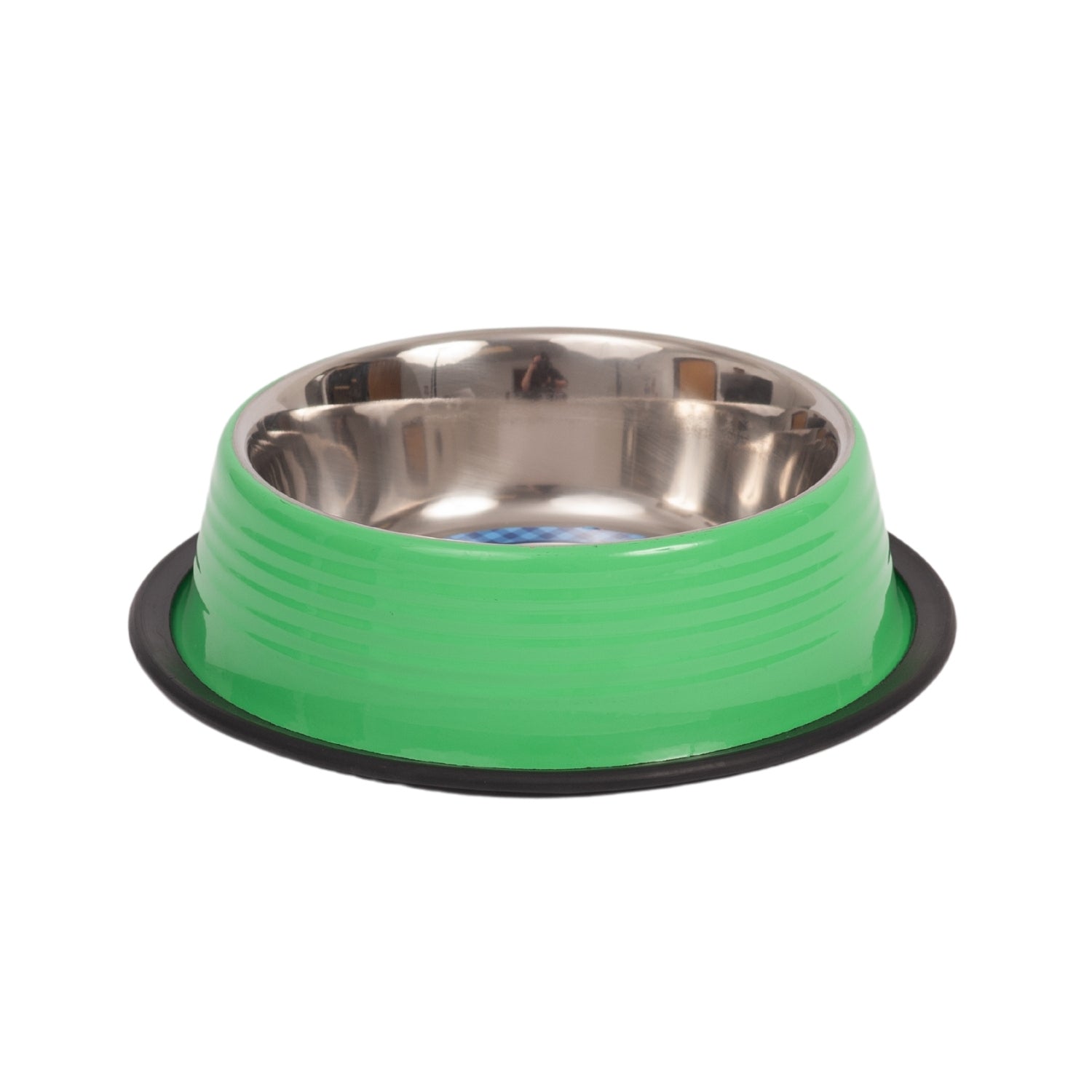 Non-Slip Green Pet Bowl with Stainless Steel Dog Bowls for Stable Feeding and Easy Cleaning