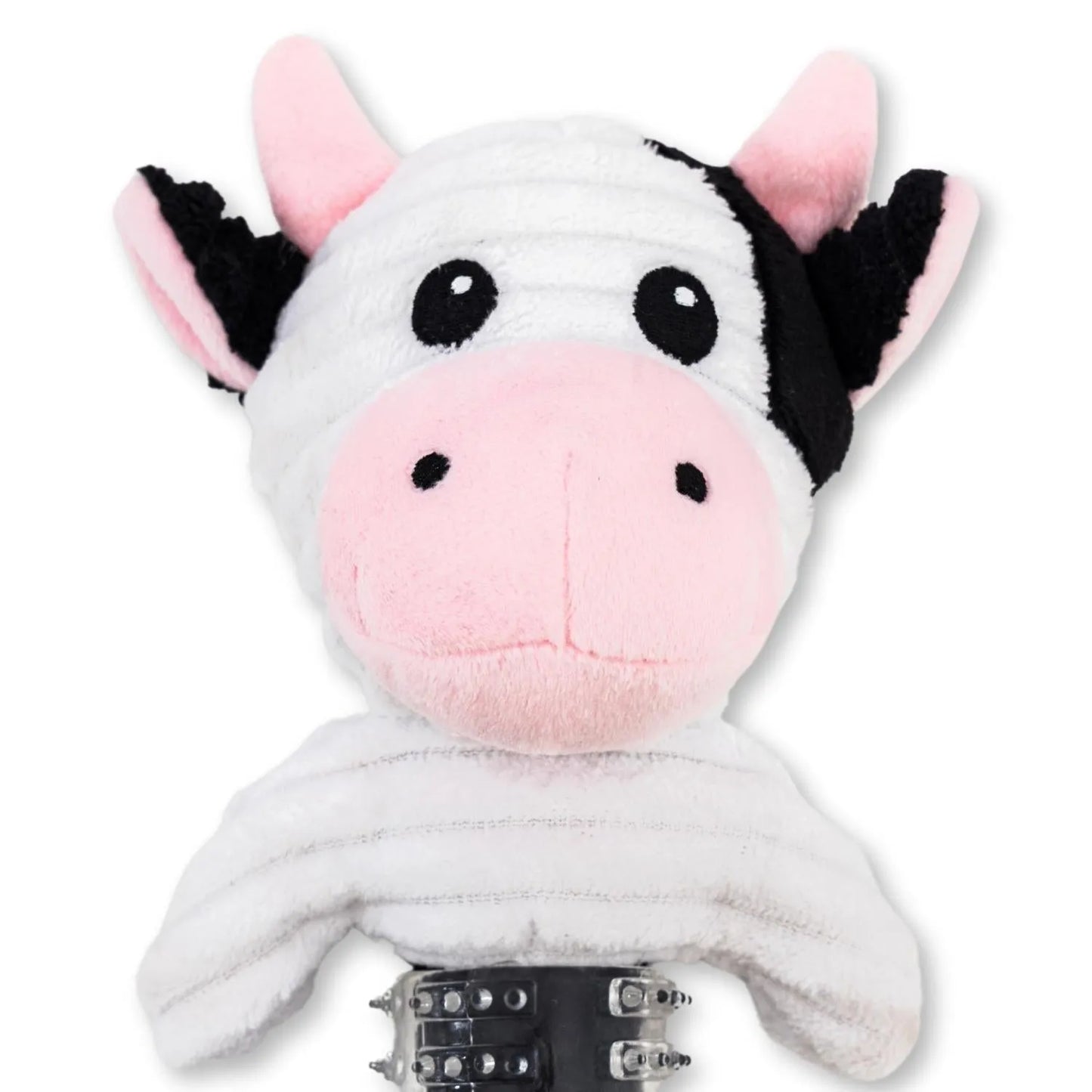 Country Living Black & White Cow Plush Dog Toy by American Pet Supplies, featuring a squeaker and crinkle paper, ideal for...