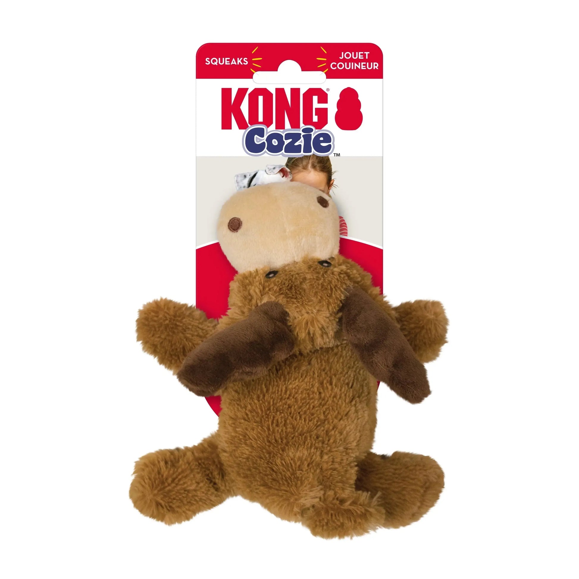 Small ® Cozie™ Marvin the Moose Dog Toy by K9 Outdoors, featuring a plush design in brown, perfect for playful dogs.