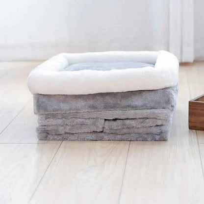 Cozy Retreat Pet Haven soft gray and white plush elevated pet perch by Purrfect Pet Kingdom