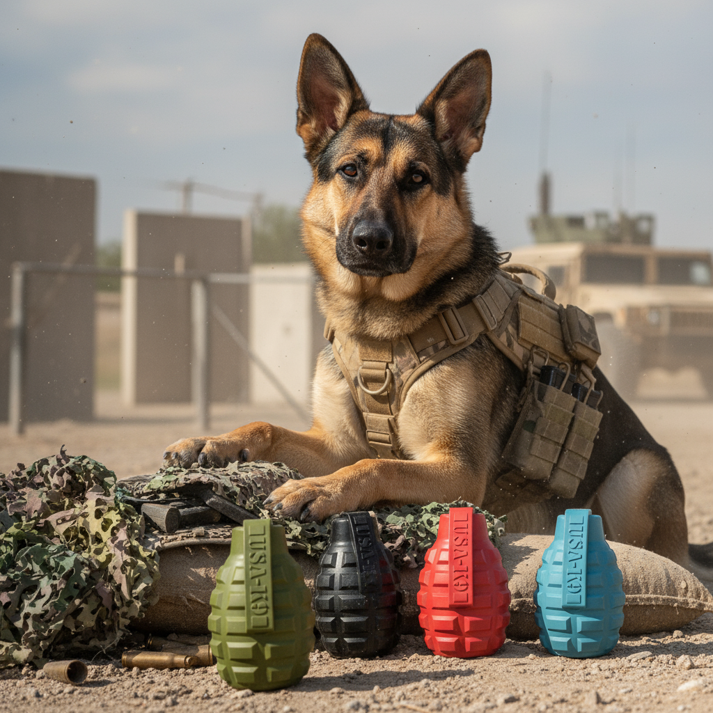 USA-K9 Grenade Rubber Dog Chew Toy | K9 Handler Reward Toy | Red