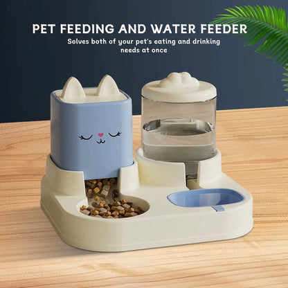 Cute Automatic Pet Feeder Water Dispenser for Cats and Dogs by Purrfect Pet Kingdom in yellow, perfect for pet bowls and f...