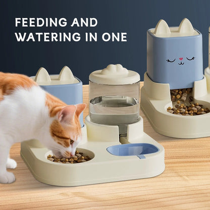 Cute Automatic Pet Feeder Water Dispenser for Cats and Dogs by Purrfect Pet Kingdom in yellow, perfect for pet bowls and f...