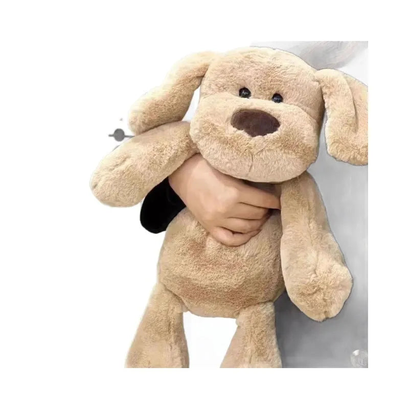 Cute Little Milk Dog Plush Toy Doll by Pet Zen in khaki color, perfect for cuddling and play, ideal for pet lovers.