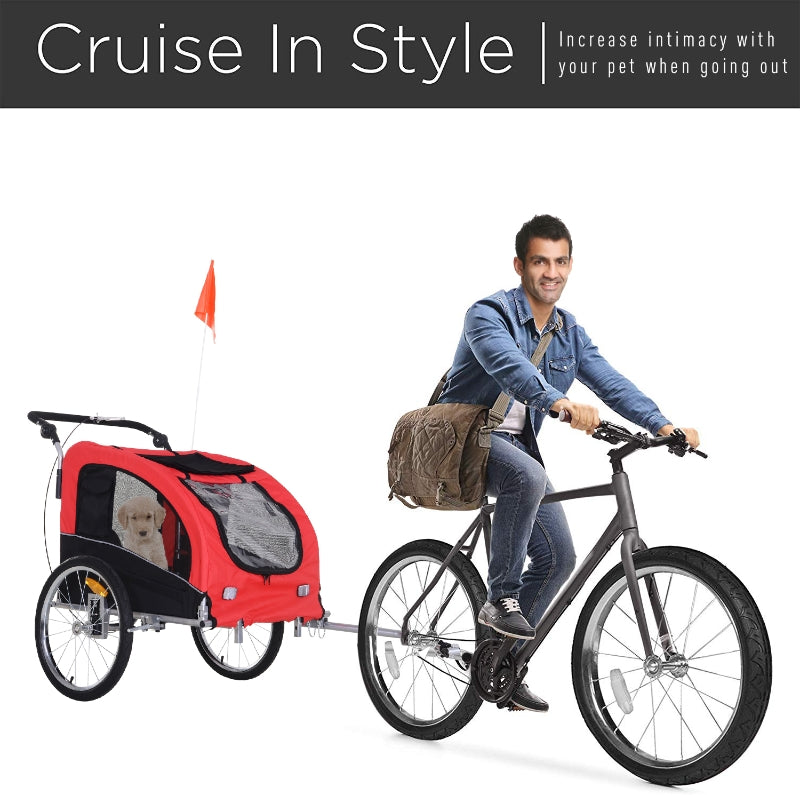 Pet Dog Bicycle Trailer Jogger with Suspension
