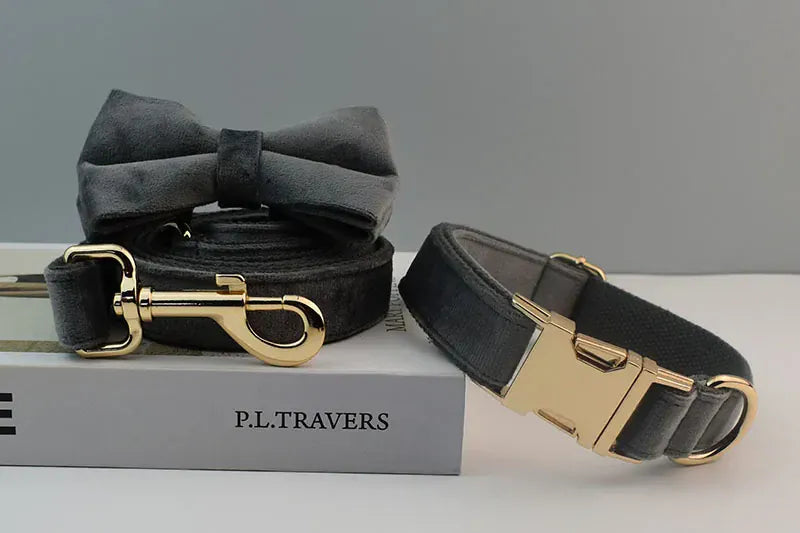 Luxurious Personalized Dark Grey Velvet Bed for Small Pets