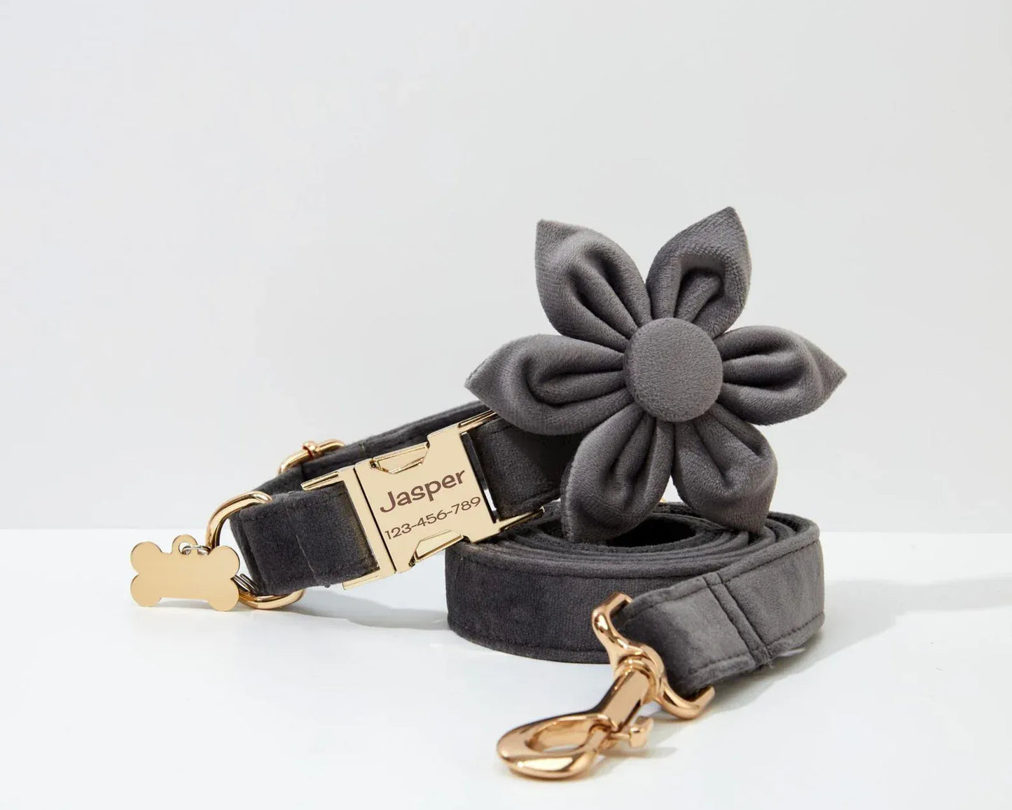 Luxurious Personalized Dark Grey Velvet Bed for Small Pets