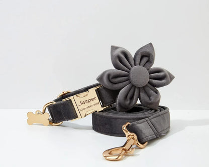 Luxurious Personalized Dark Grey Velvet Bed for Small Pets