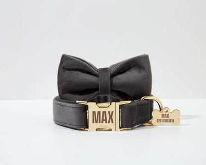 Luxurious Personalized Dark Grey Velvet Bed for Small Pets