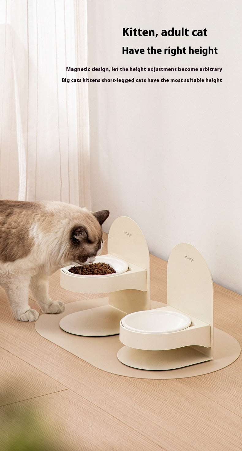 Pet Ceramic Cat Bowl With High Foot And Slanted Mouth For