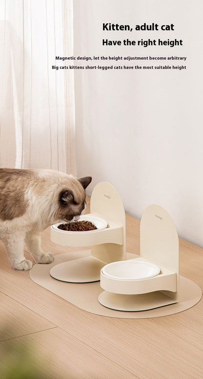 Pet Ceramic Cat Bowl With High Foot And Slanted Mouth For