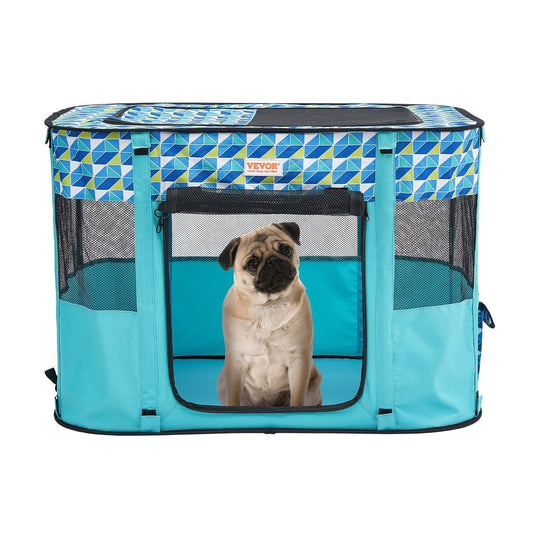 Foldable Pet Playpen, 32'' x 24'' x 22'' Portable Dog Playpen, Crate Kennel for Puppy, Dog, Cat, Waterproof 600D Oxford Cloth, Removable Zipper, for Indoor Outdoor Travel Camping (Rectangle, S)