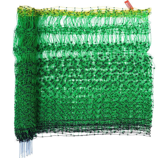 Electric Fence Netting, 42" H x 164' L, PE Net Fencing with Posts & Double-Spiked Stakes, Utility Portable Mesh for Goats, Sheep, Lambs, Deer, Hogs, Dogs, Used in Backyards, Farms, and Ranches