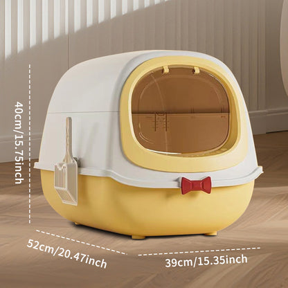 52cm Large Fully Enclosed Flip Cover Cat Litter Box, Anti-Sp