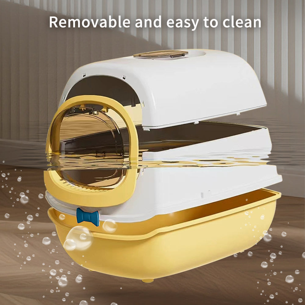 52cm Large Fully Enclosed Flip Cover Cat Litter Box, Anti-Sp