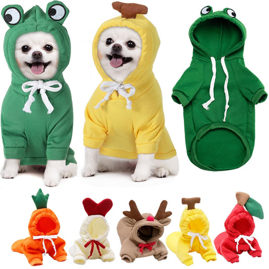 Cute Fruit Dog Hoodie for Small Dogs Winter Warm Pet Apparel