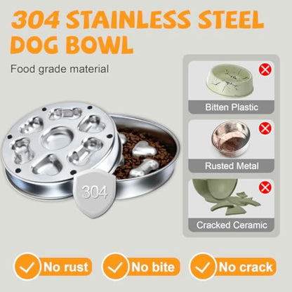 Slow Feeder Dog Bowls  Non-Slip Metal Dog Food Bowls With