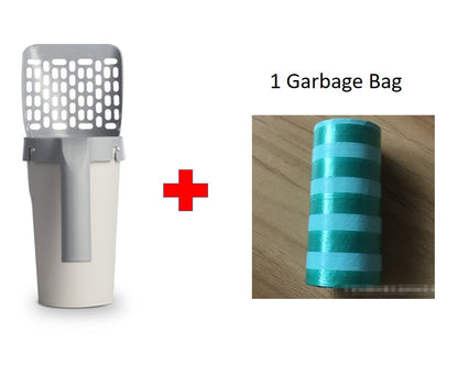 All-in-One Cat Litter Scoop & Storage Box Set — Integrated Holder, Lazy Scooping Design