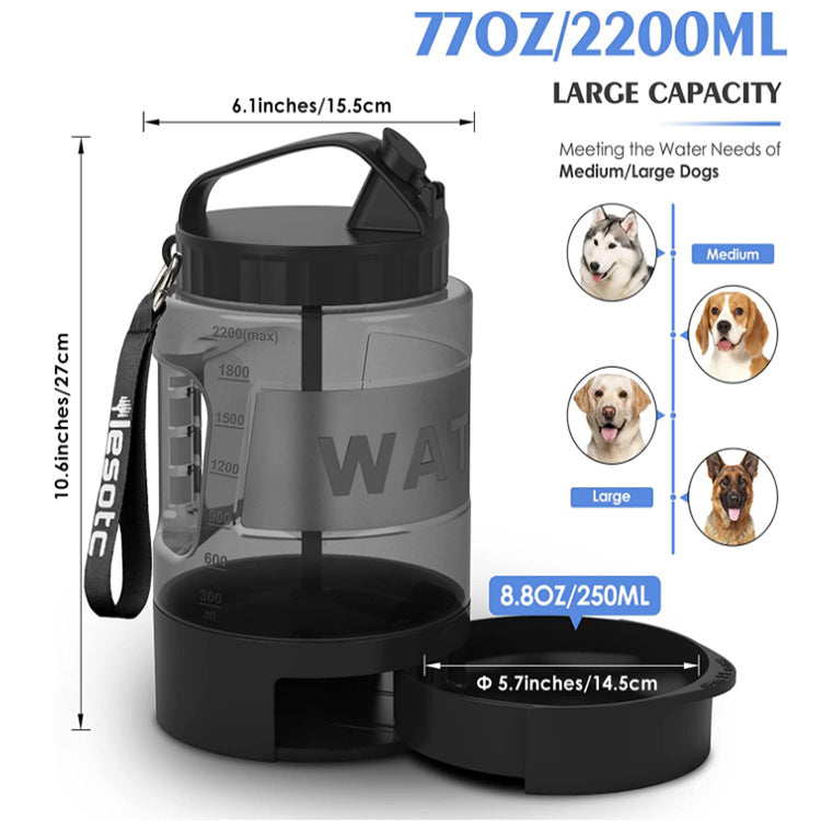 2.2L Dog Kettle Large Capacity Drinking Water Bottle Outdoor