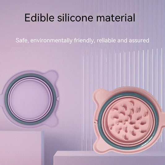 Portable Silicone Double Dog Food Bowls Foldable Non-Slip