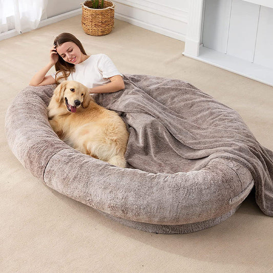 Cozy Large Plush Human Dog Bed for Ultimate Pet Comfort