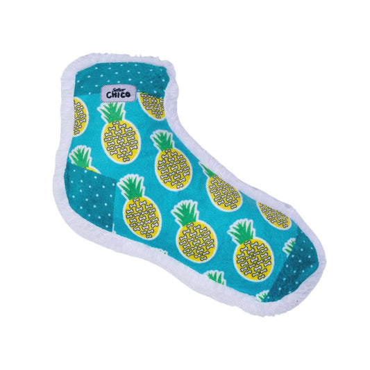 Squeaky Sock Plush Dog Toy - Whimsy Wonders Pineapple Design 🍍