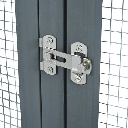 Grey Pine Wood Outdoor Cat House with Shelves and Weather