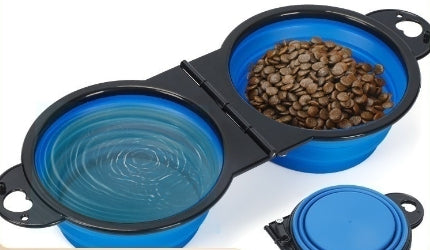 Silicone Portable Outdoor Pet Folding Out Feeder One Dog