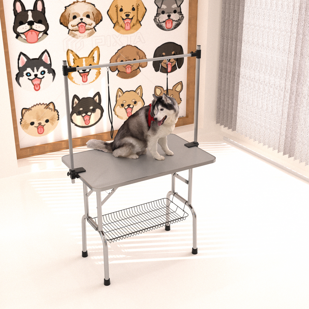 46' Folding Dog Pet Grooming Table Stainless Steel Frame