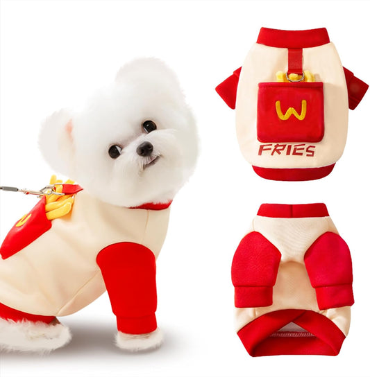 Cute Dog Sweaters Warm Pet Clothes With Leash Loop Design