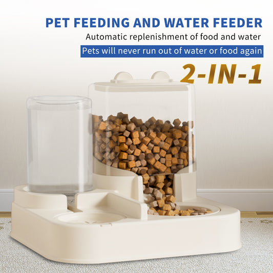 Transparent Pet Food & Water Dispenser - Automatic Refilling