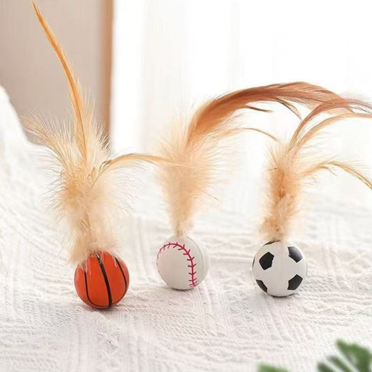 Cat Toys, Self-entertainment Balls, Feather Bouncy Balls,