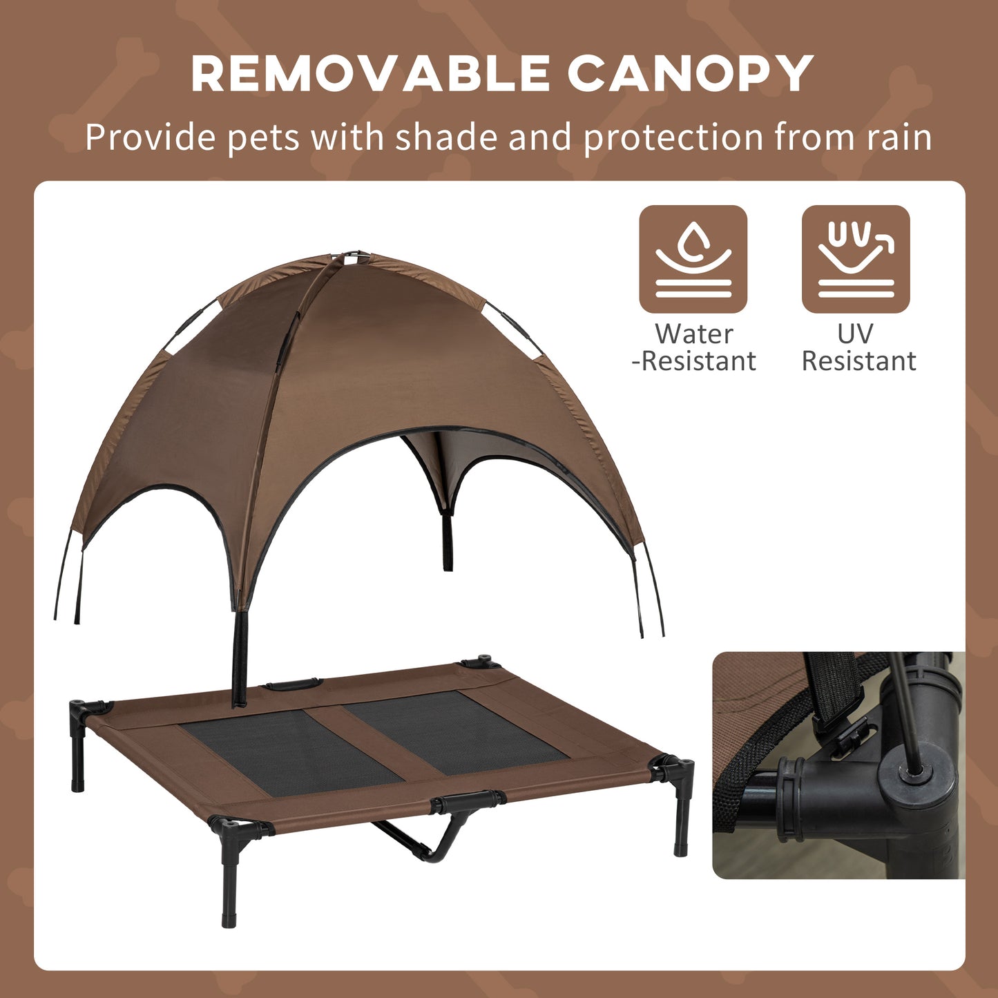36" Elevated Outdoor Dog Bed with Canopy - Coffee