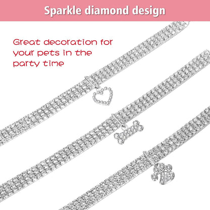 Cat Collar Crystal Elastic Pet Necklace Breakaway 💎