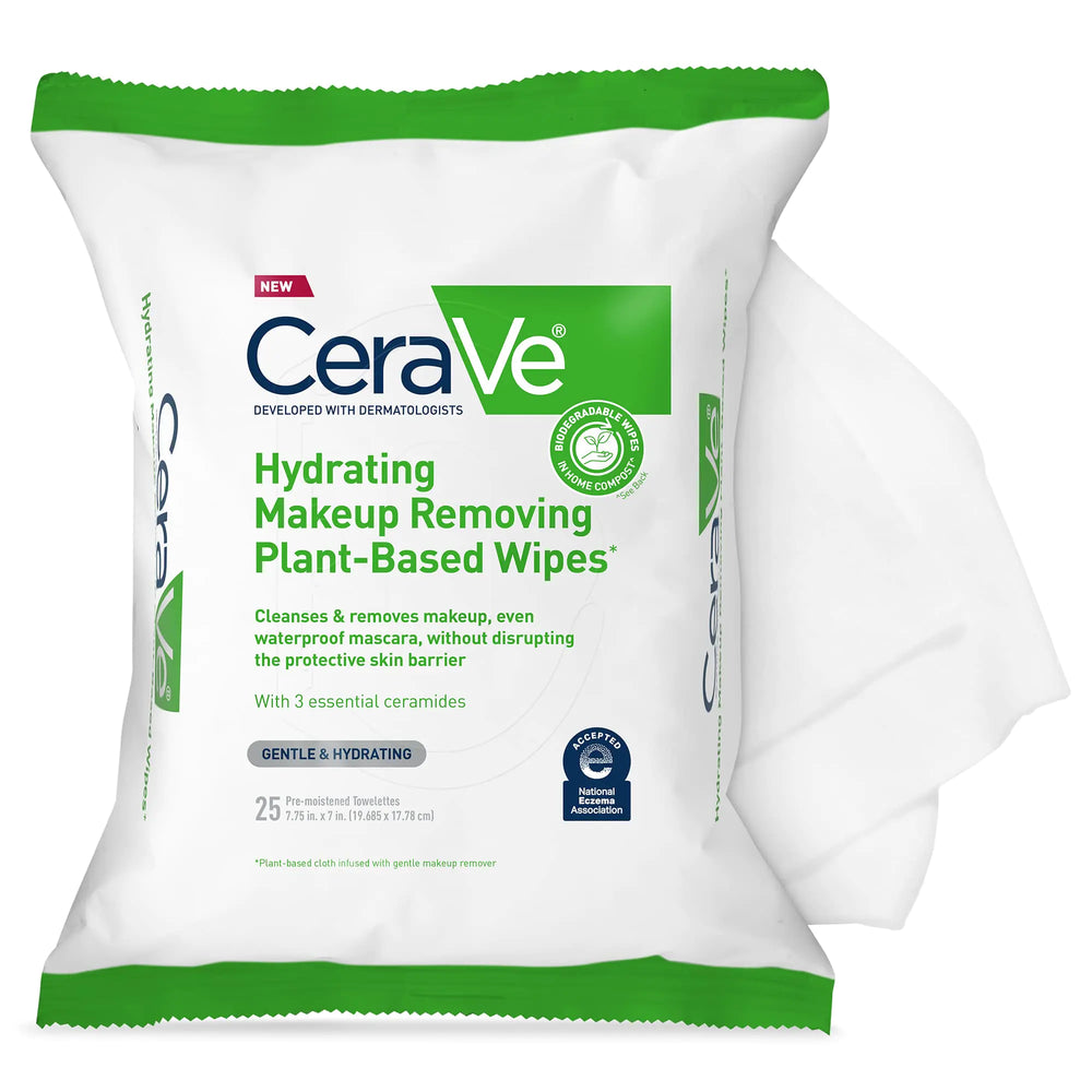 Hydrating Makeup Remover Wipes Biodegradable 25ct