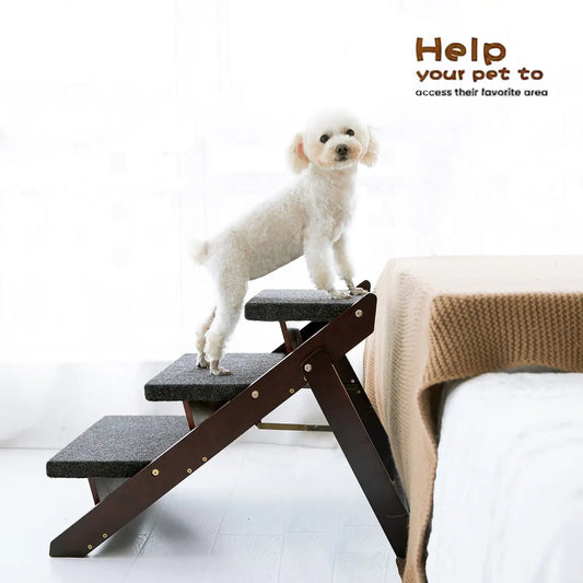 3-Tier Wood Pet Steps & Ramp - Foldable and Portable