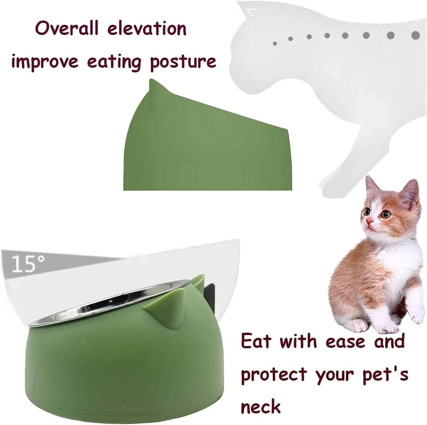 DailySale - Premium Stainless Steel Cat & Dog Bowls - Non Slip Base for Food & Water - Pet Supplies