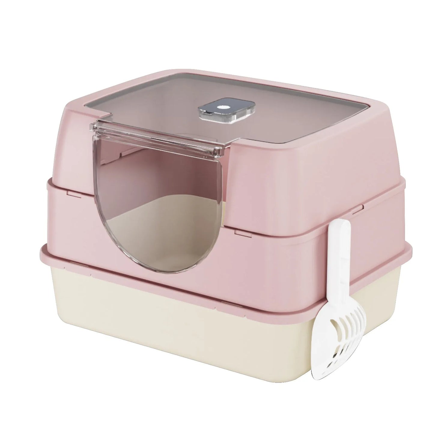 Dark gray large fully enclosed top entry cat litter box by Purrfect Pet Kingdom, ideal for keeping your cat's space clean.