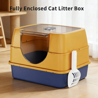 Dark gray large fully enclosed top entry cat litter box by Purrfect Pet Kingdom, ideal for keeping your cat's space clean.