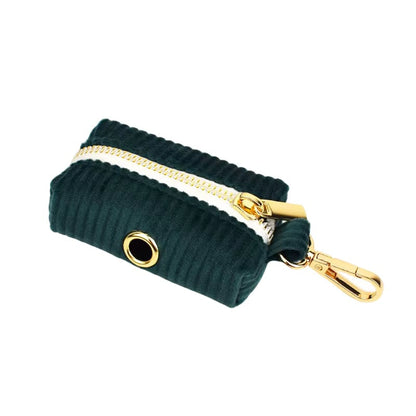 Personalized Dark Green Corduroy Dog Harness and Leash Set