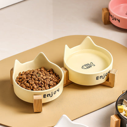 Elevated Wooden Cat Bowl Set: Healthy Posture Dining Station